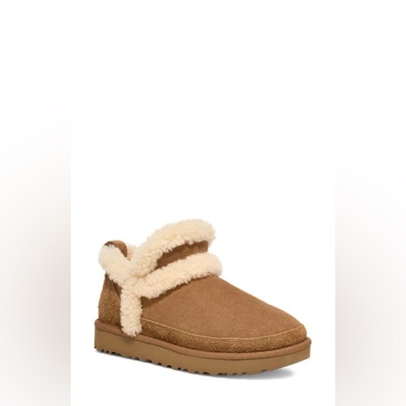 UGG Tan Classic Ultra Spillseam Genuine Shearling Lined Slip-On Boots - Picture 3 of 5